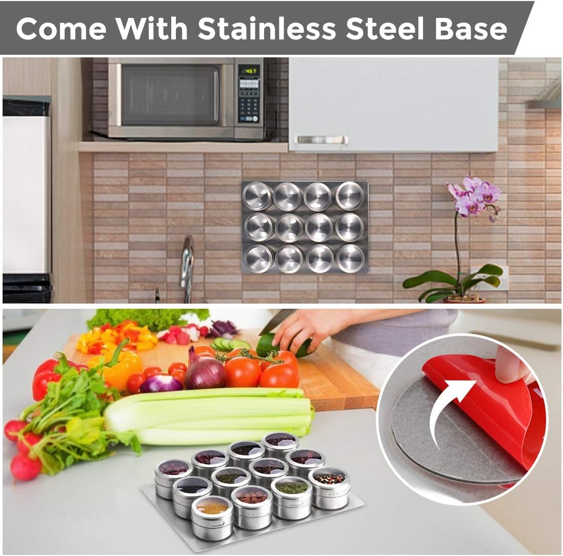 🔥🧂Stainless Steel Magnetic Spice Jars Set