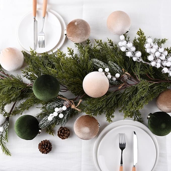 🎄15pcs Christmas Tree Ornaments Velvet Balls🎁