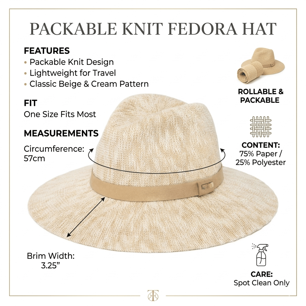 ✨☀️Packable Knit Fedora Hat – Lightweight Travel-Ready Style