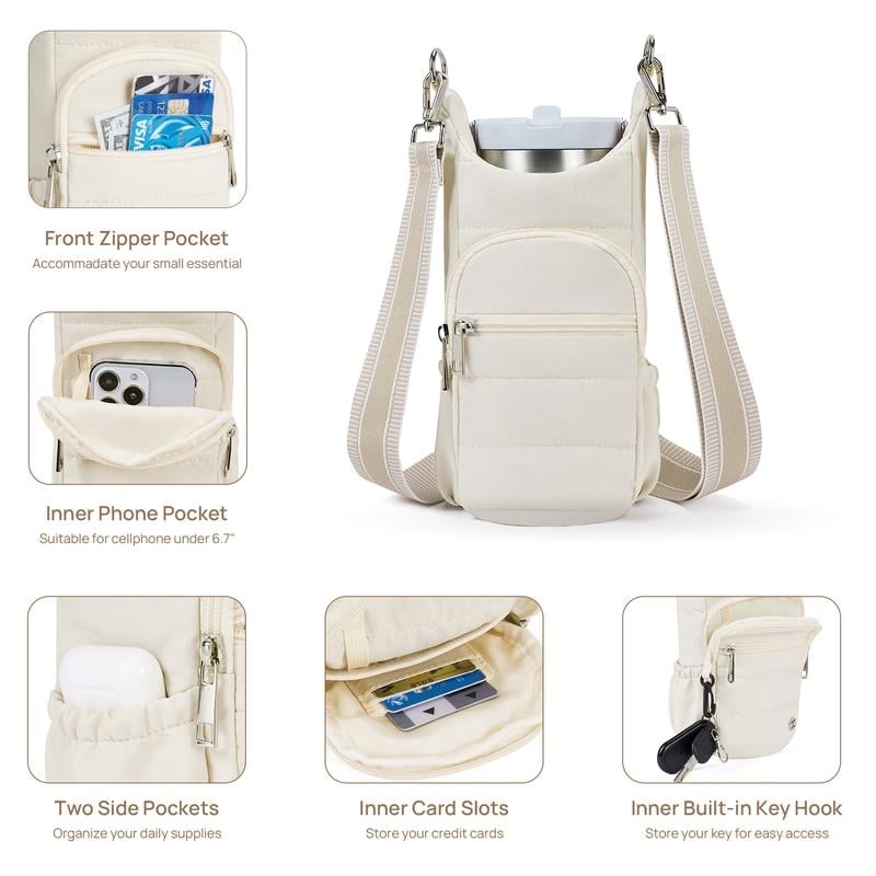 Water Bottle Carrier Crossbody Bag for Women