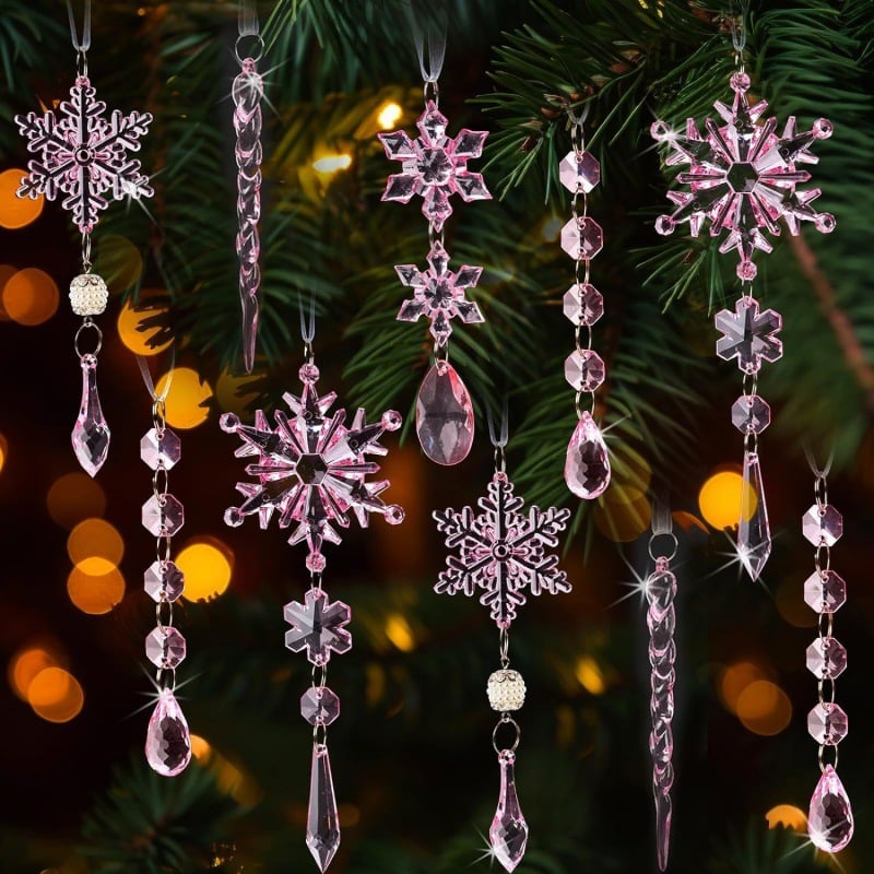 18pcs Crystal Christmas Ornaments for Christmas Tree Decorations