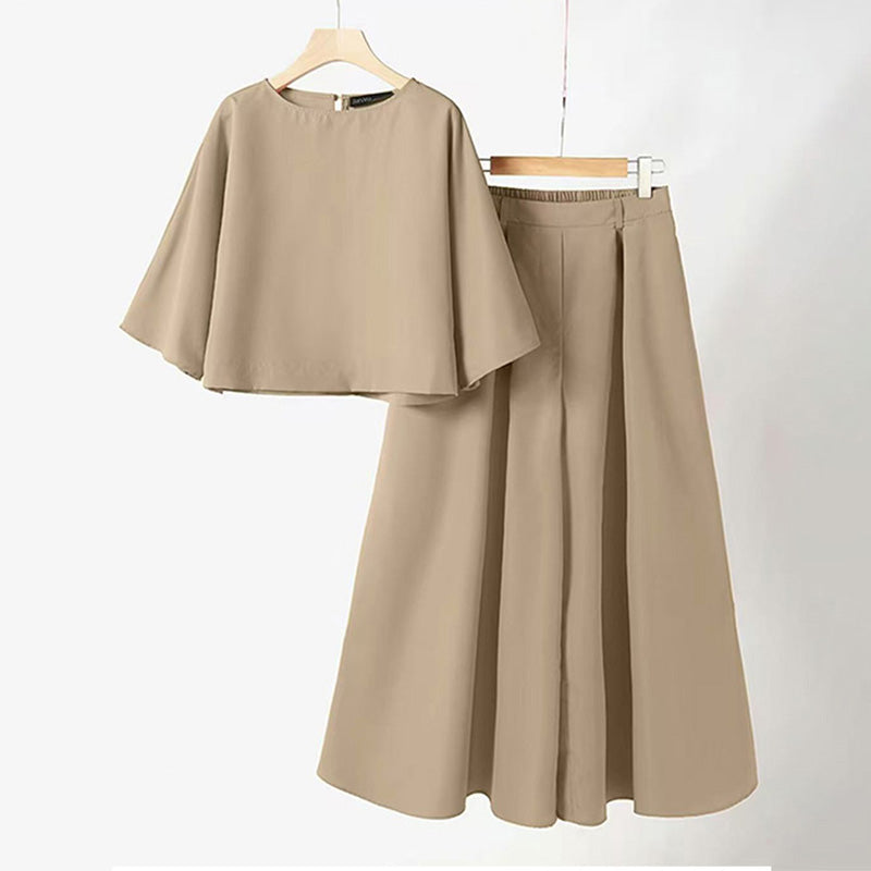 ⏳Women's Casual Round Neck 3/4 Sleeve T-Shirt & Loose Pants 2-Piece Set