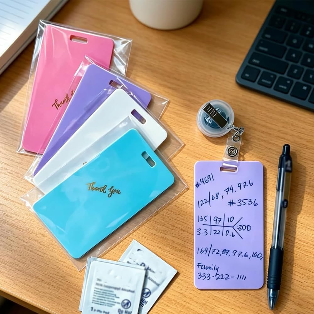 🩺Erasable Badge Note | Dual-Side Writable, Fade-Proof & No Blur (🖊Write. Wipe. Repeat.) 🎁Free Badge Clip Included📋