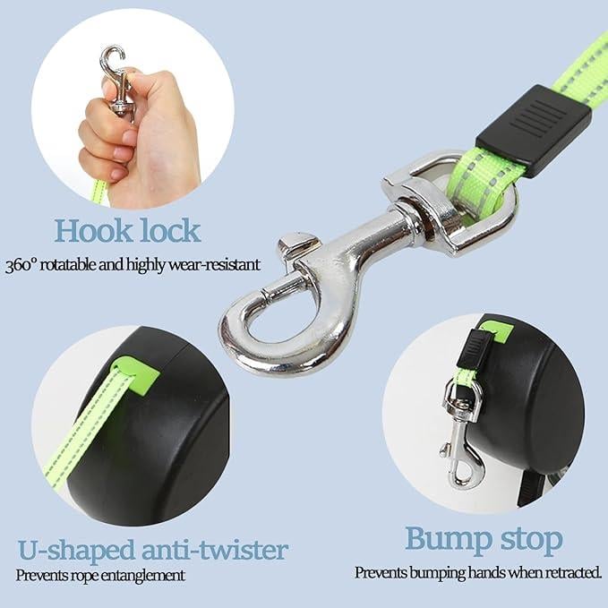 Dual Retractable Dog Leash with 360° Swivel