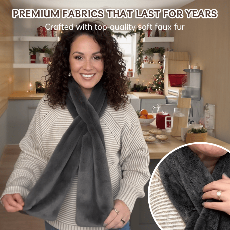⚡25K+ SOLD!🔥Ultra-Soft Faux Fur Pull-Through Scarf with Secret Zipper Pocket