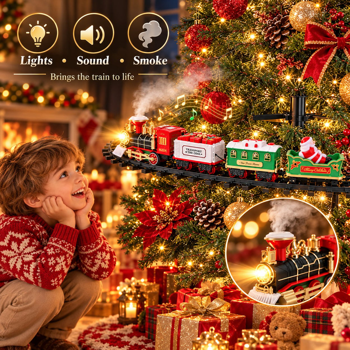 ✨Xmas Tree Hanging Loop Rail Train Ornament  Ideal for Family Christmas Tree Decor & Kids Holiday Gift