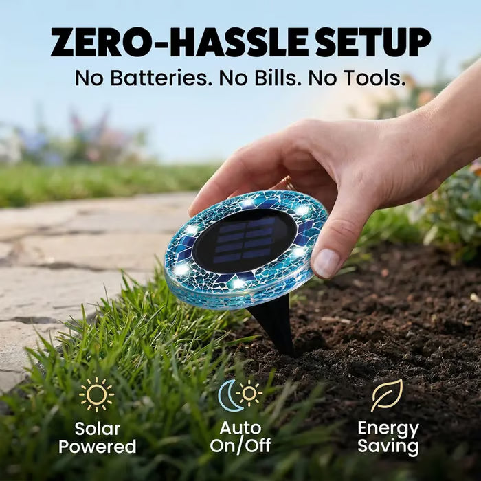 🌅 Spring Best-Seller:4 Pack Solar Outdoor Mosaic Disk Lights✨