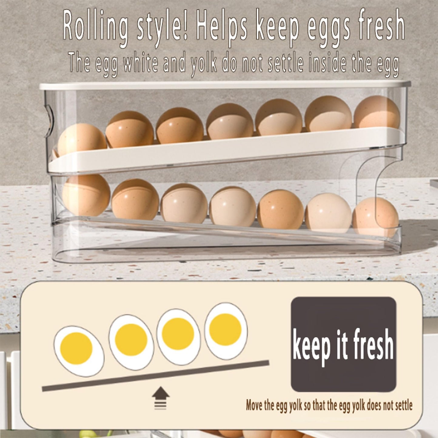Auto Rolling Fridge Egg Organizer