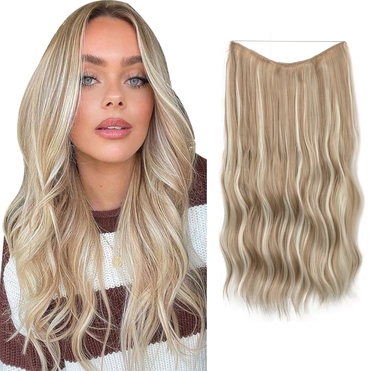 👸One-piece invisible wire hair extensions