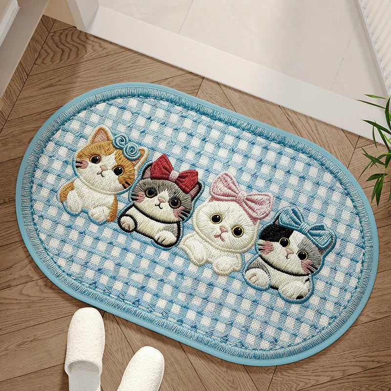 Absorbent Woven Bath Mat with Non-Slip Bottom🐶🐱