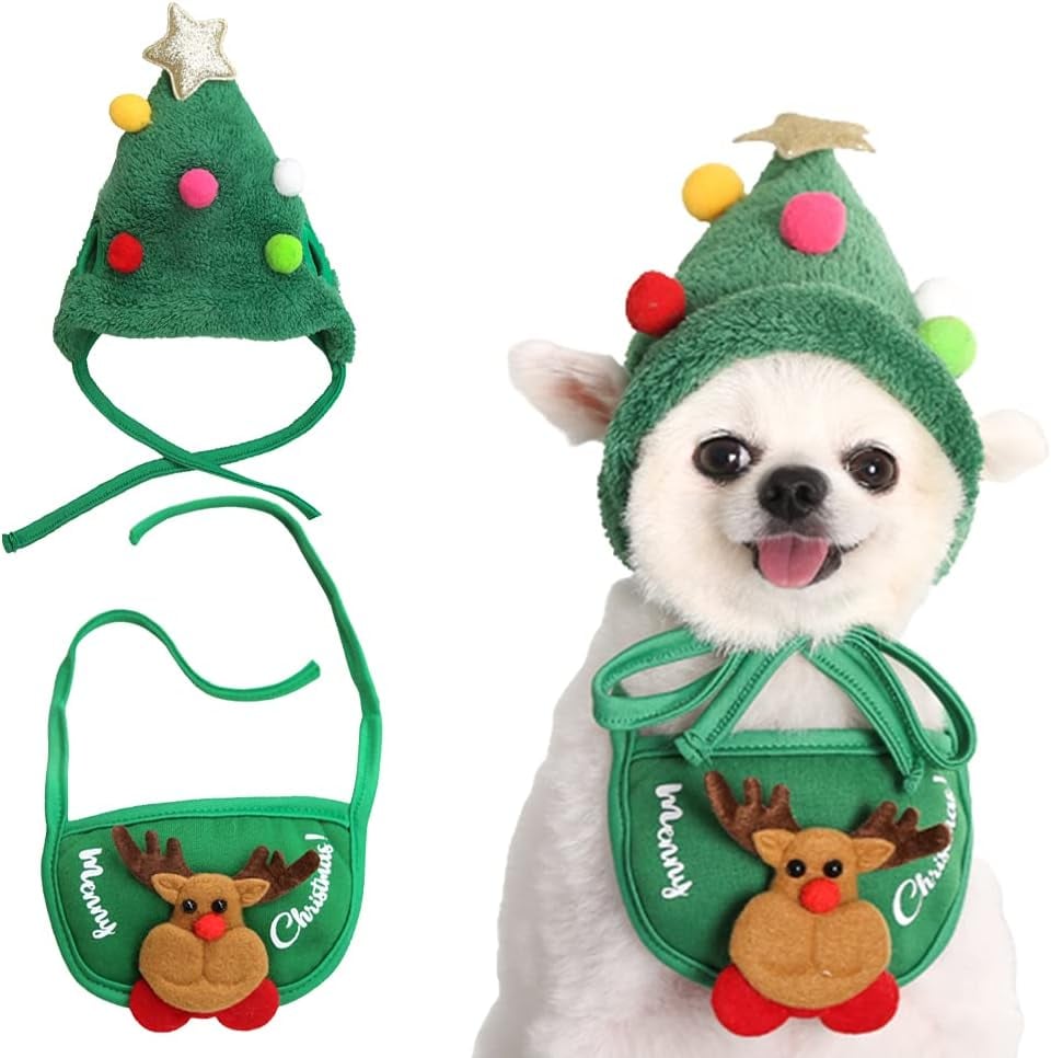 🎅🎄Cute Christmas Tree Hat with Pom-Poms