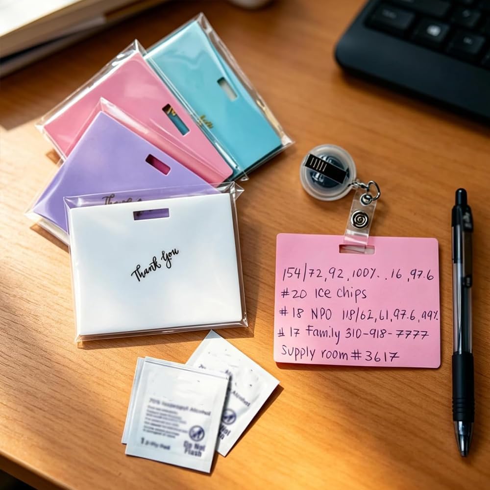 🩺Erasable Badge Note | Dual-Side Writable, Fade-Proof & No Blur (🖊Write. Wipe. Repeat.) 🎁Free Badge Clip Included📋