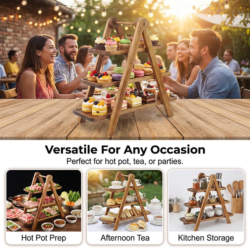 ⏰3-Tier Wooden Serving Tray