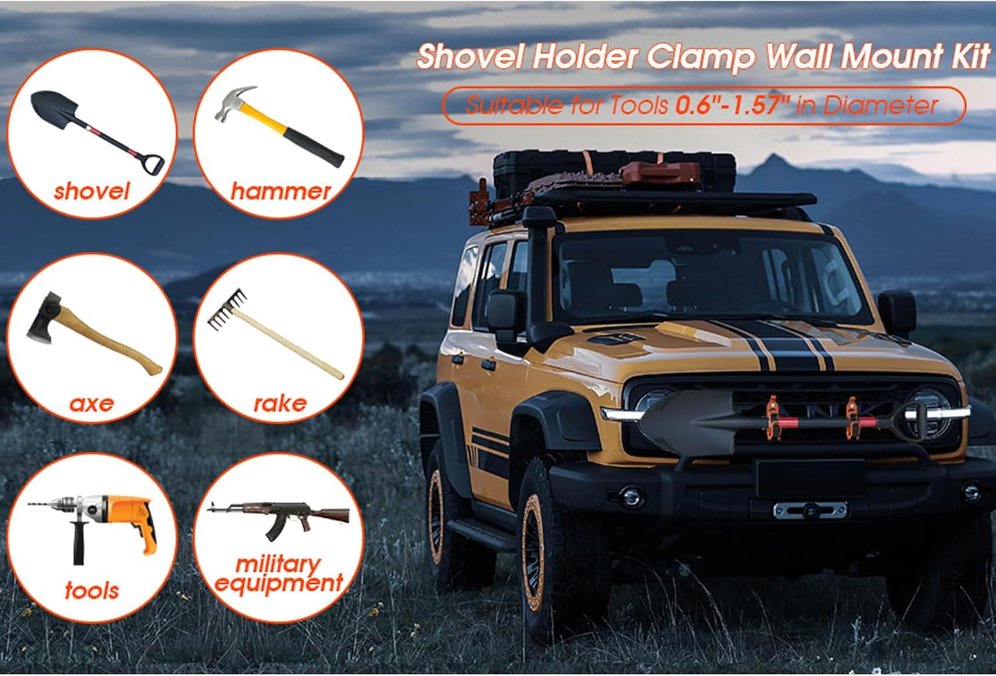 🚜Essential gear for road trips🔥Metal-rubber shovel mounting clamp