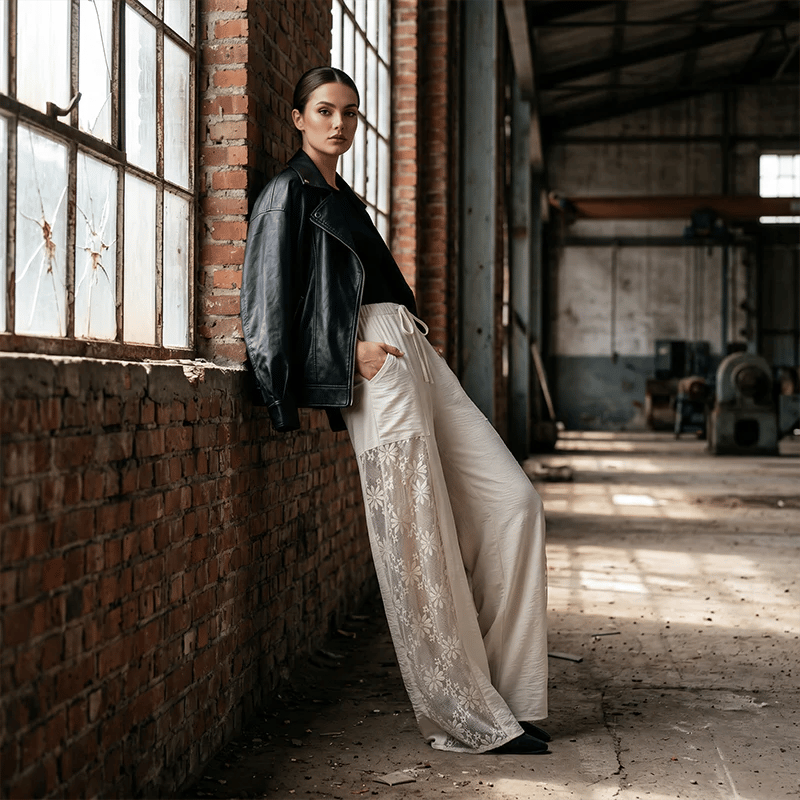 Women's Flowing Lace Pants With Drawstring