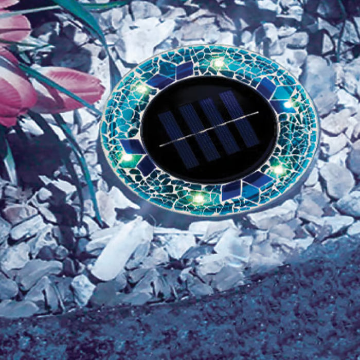🌅 Spring Best-Seller:4 Pack Solar Outdoor Mosaic Disk Lights✨