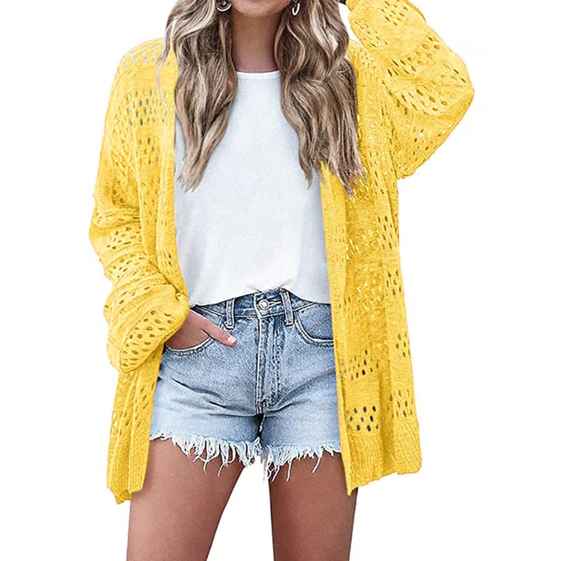 🔥 Women's Cotton Lightweight Crochet Cardigan Long Sleeve Open Front Oversized Summer Sweater Batwing Beach Fashion