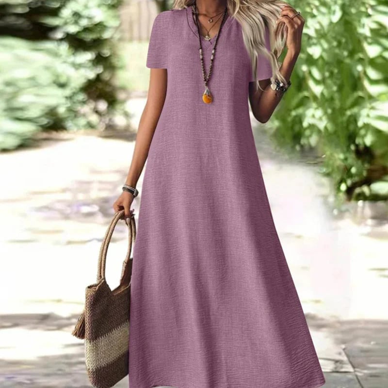 ⌛Limited-Time Offer-Women's Short Sleeve V-Neck Maxi Dress