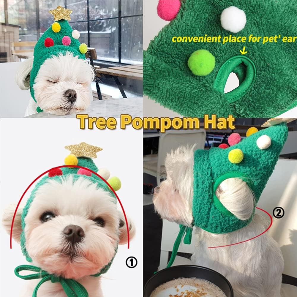🎅🎄Cute Christmas Tree Hat with Pom-Poms