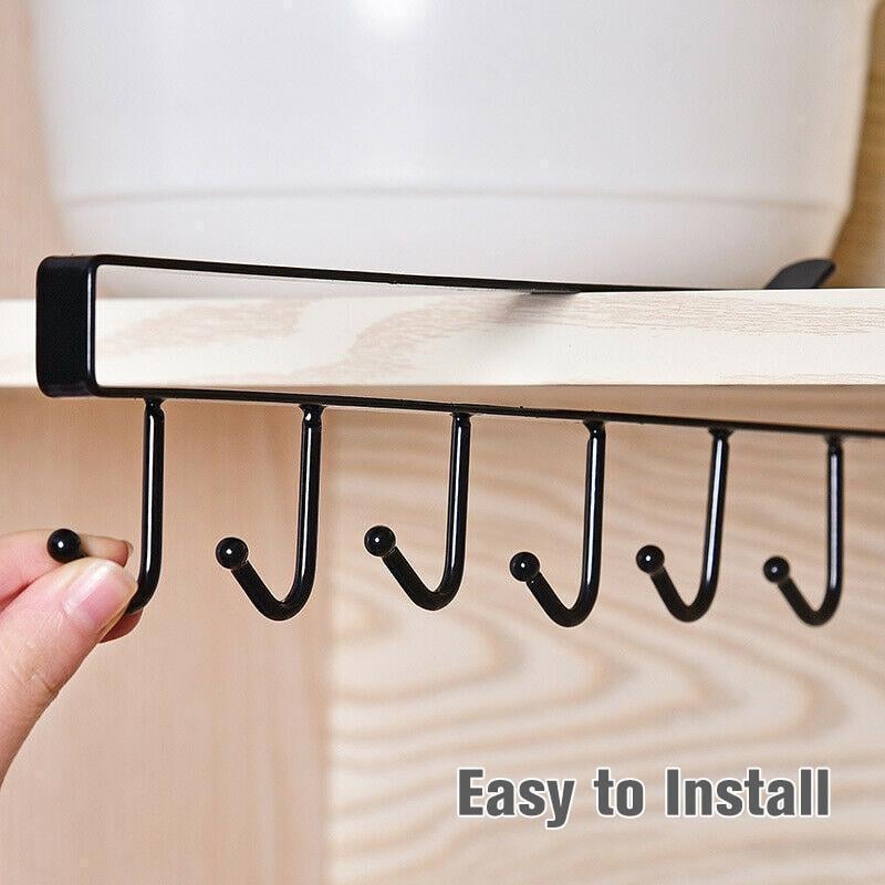 🔥6 Hooks Under-Cabinet Hanger Rack