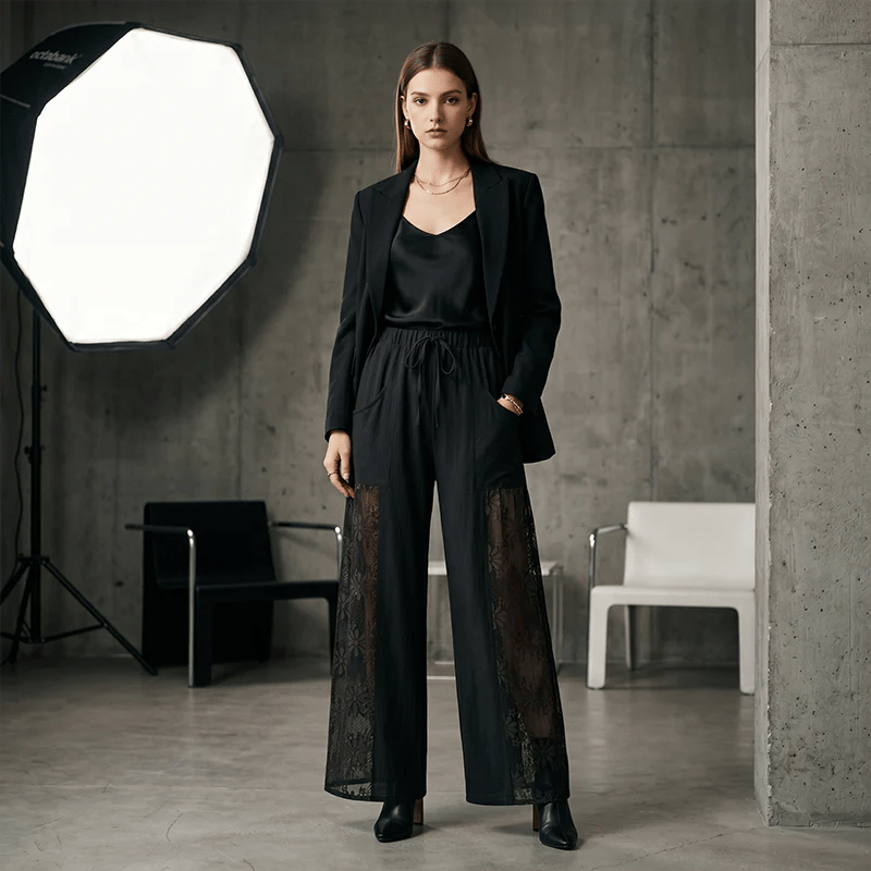 Women's Flowing Lace Pants With Drawstring