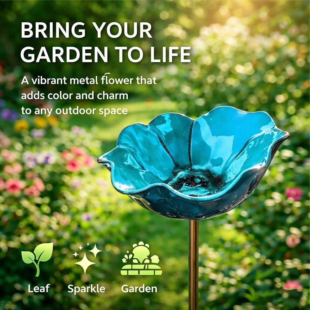🐦 Handcrafted Outdoor Metal Flower Garden Stakes 🐦