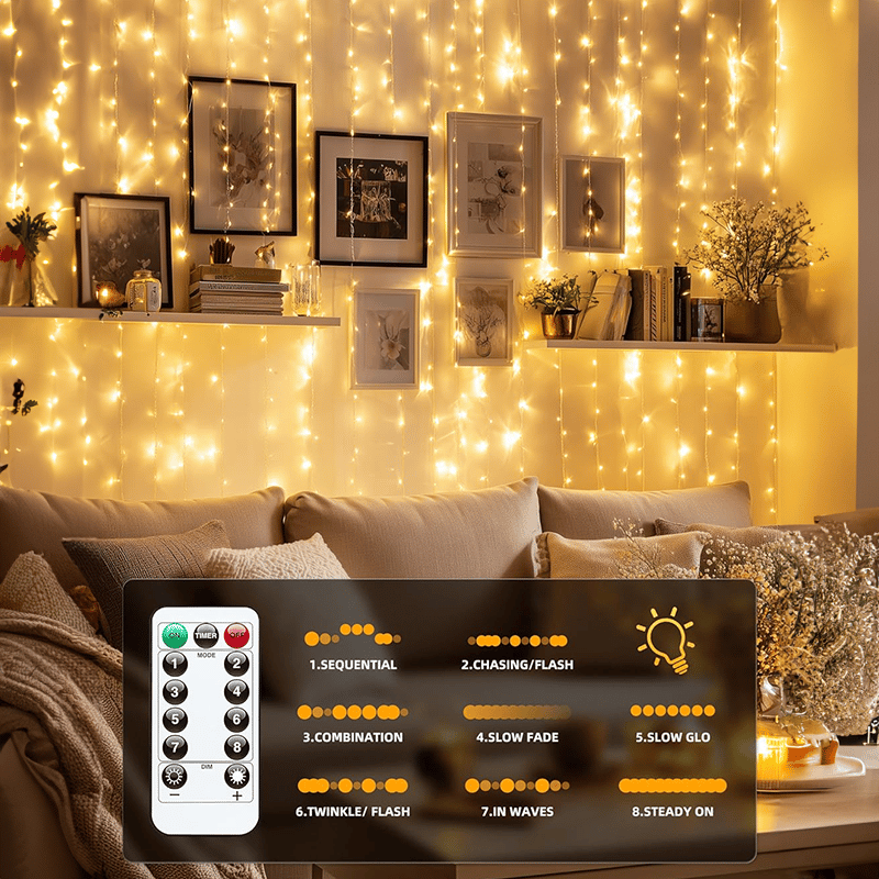 Remote-Control Led Curtain Light-9.8*9.8 FT – evaperise