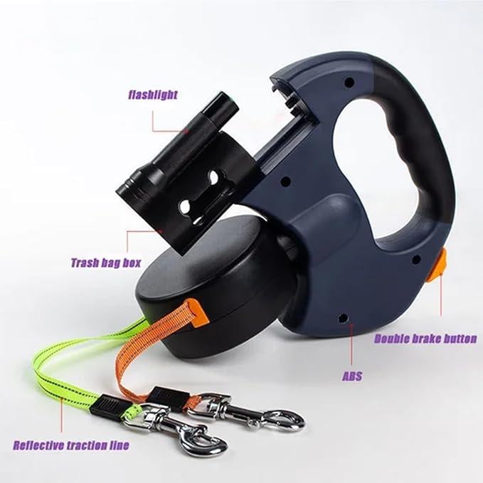 Dual Retractable Dog Leash with 360° Swivel
