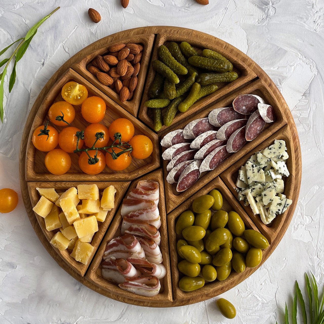 Puzzle Serving Tray - Wood with Removable Compartments