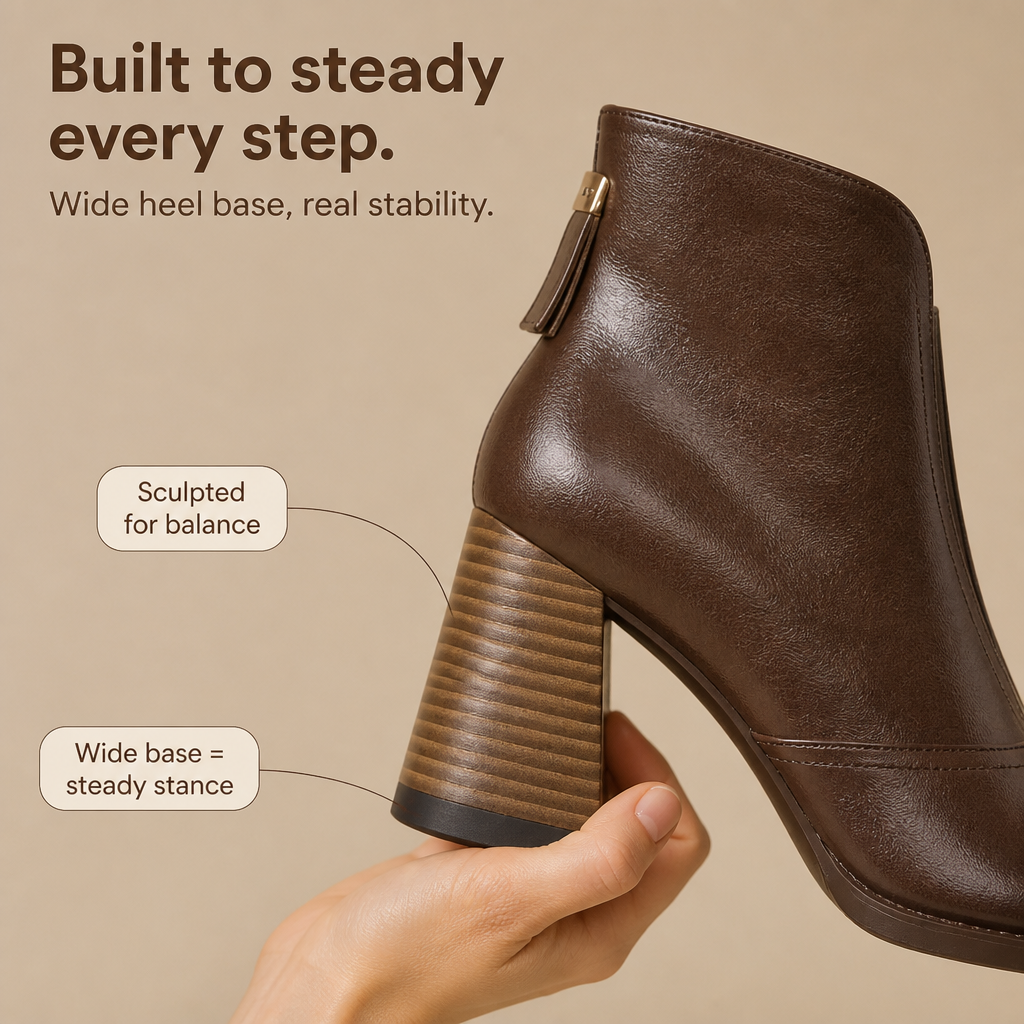 Sleek Block-Heel Leather Ankle Boots