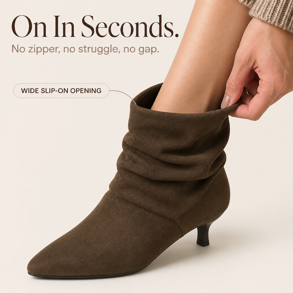 Slouchy Suede Pointed-Toe Ankle Boots