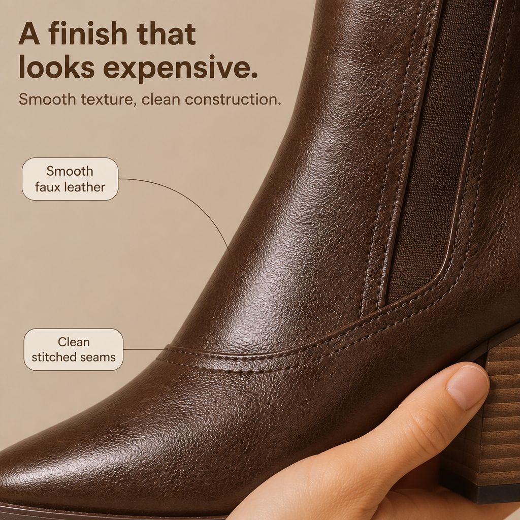 Sleek Block-Heel Leather Ankle Boots