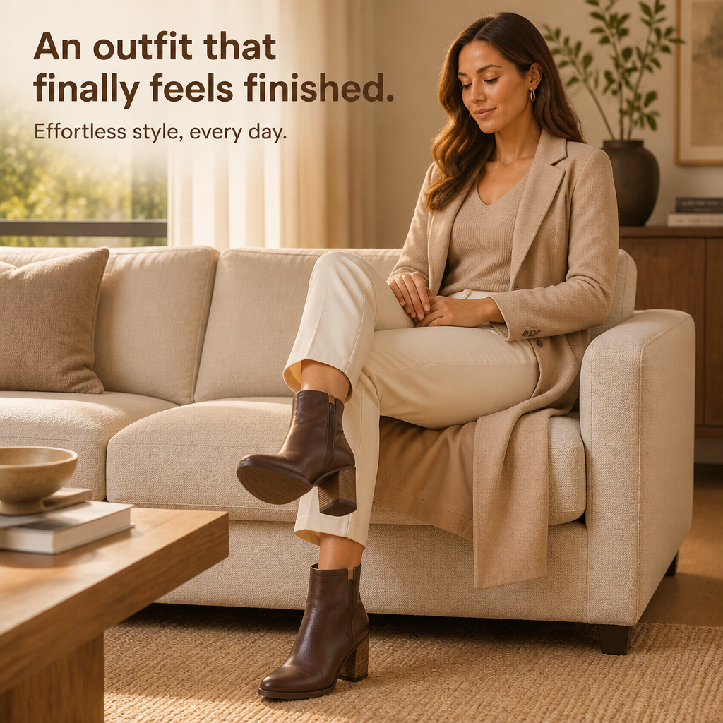 Sleek Block-Heel Leather Ankle Boots