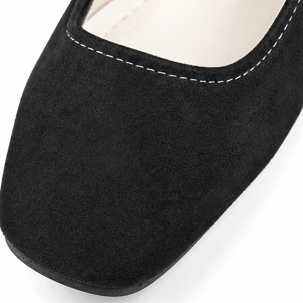 Square-Toe Buckle Mary Jane Flats