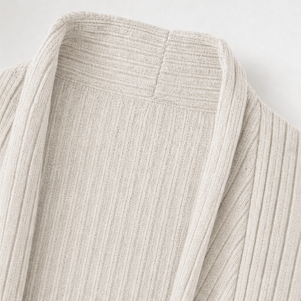 Ribbed Open-Front Knit Cardigan