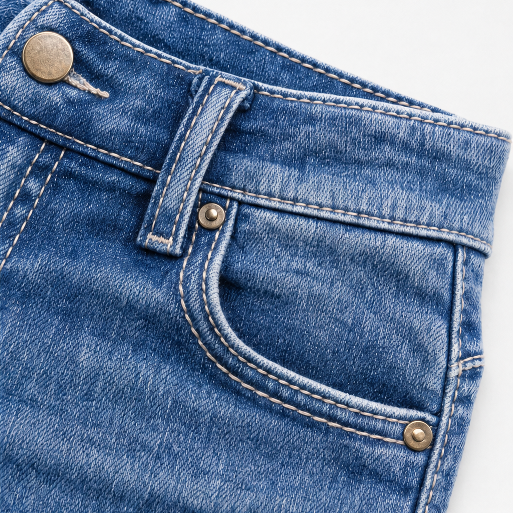 High-Waisted Scalloped Side-Button Flare Jeans