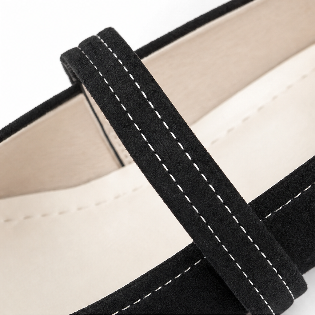Square-Toe Buckle Mary Jane Flats