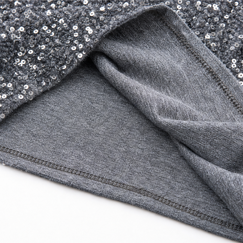 Sequin Elastic Waist Wide-Leg Pants