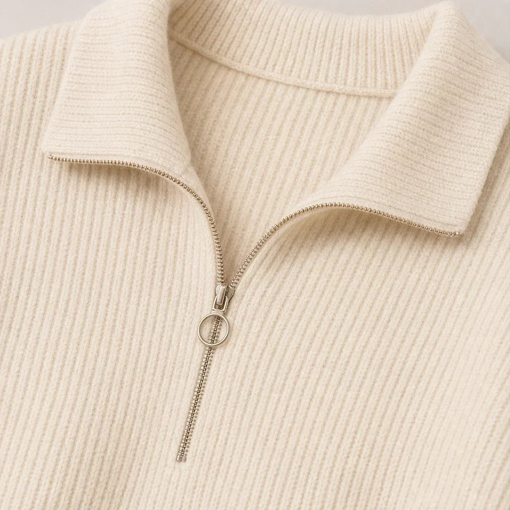 Ribbed Double-Knit Sweater And Wide-Leg Pants Set