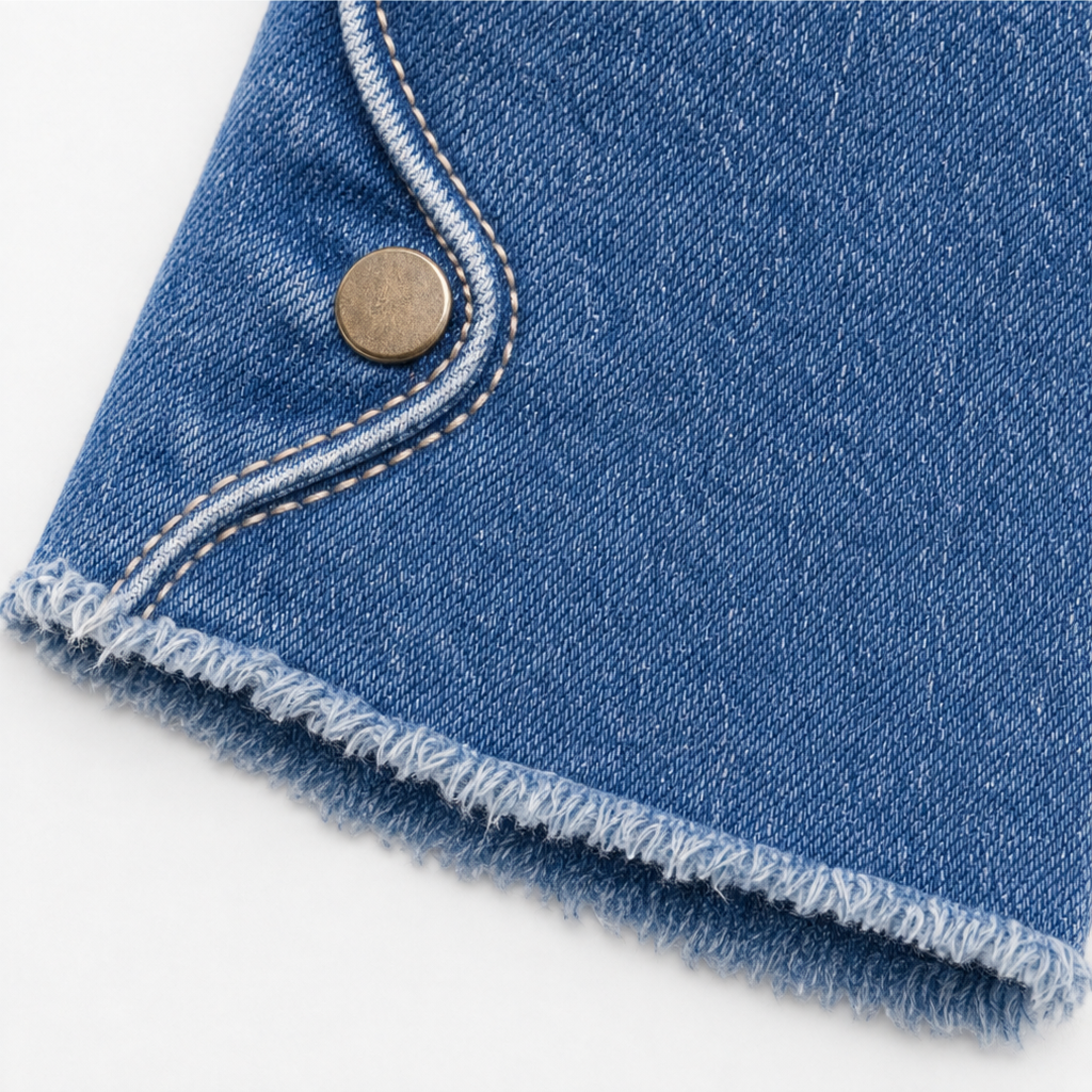 High-Waisted Scalloped Side-Button Flare Jeans