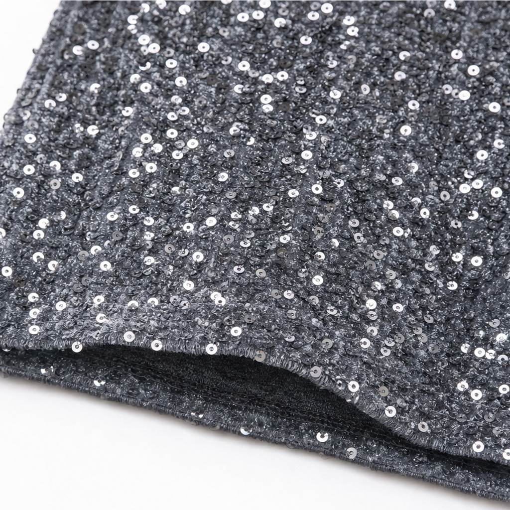 Sequin Elastic Waist Wide-Leg Pants
