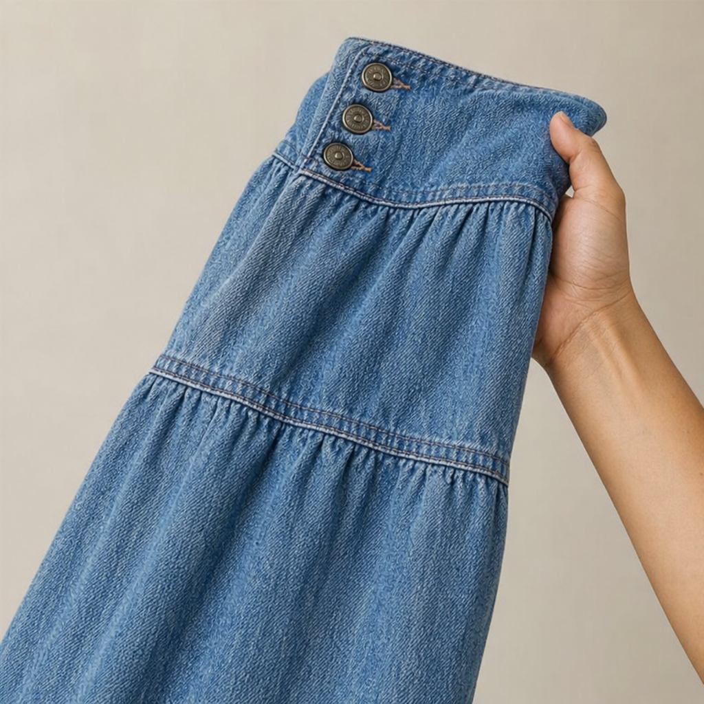 High-Waist Tiered A-Line Maxi Skirt