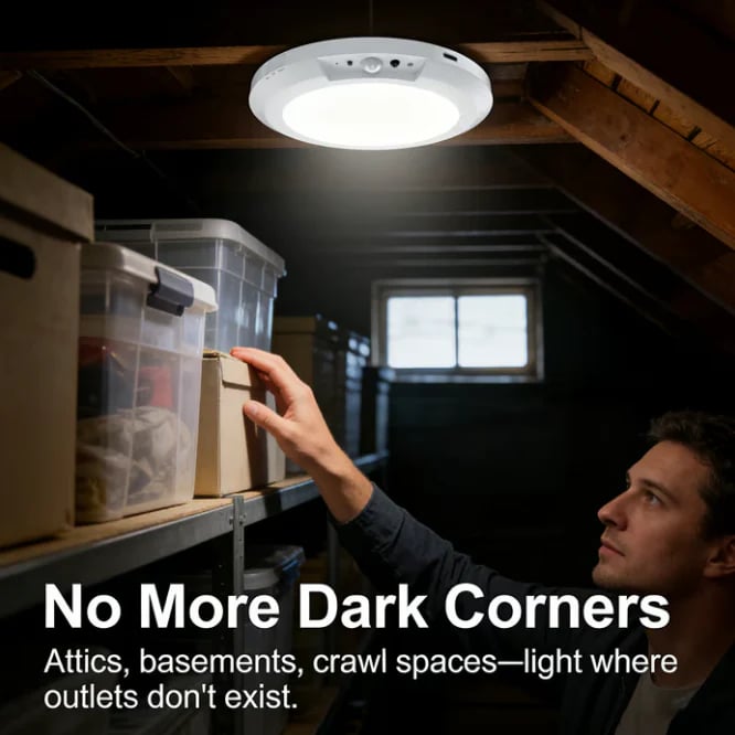 💡Rechargeable Motion Sensor Ceiling Light with Remote - Magnetic Wireless Ceiling Light Battery Powered