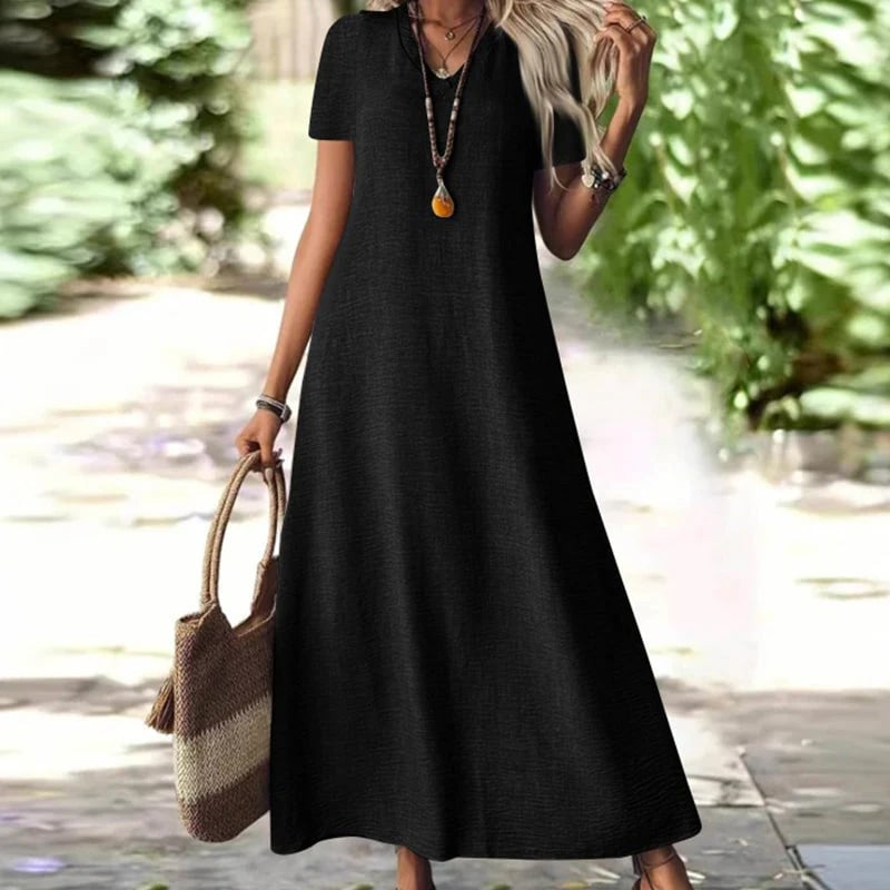 ⌛Limited-Time Offer-Women's Short Sleeve V-Neck Maxi Dress