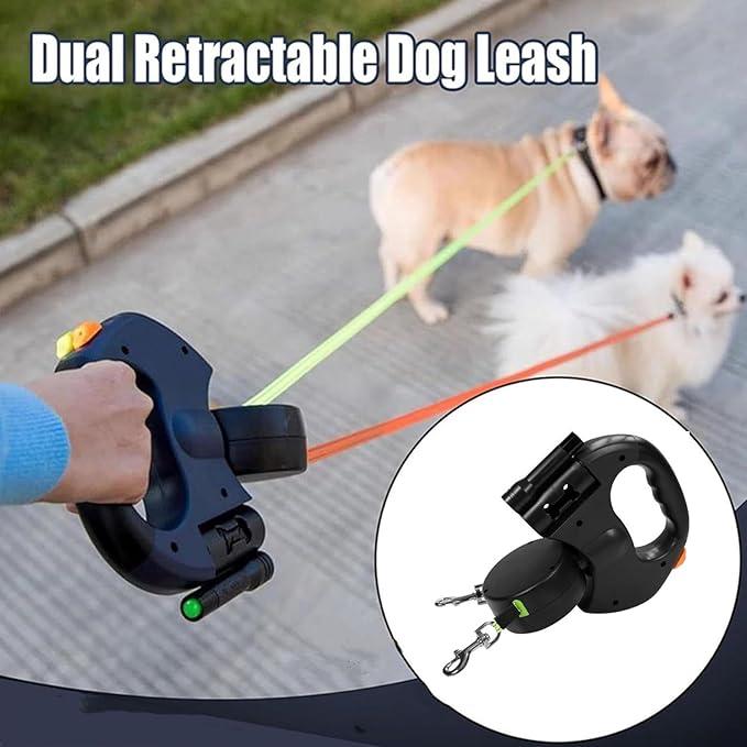 Dual Retractable Dog Leash with 360° Swivel