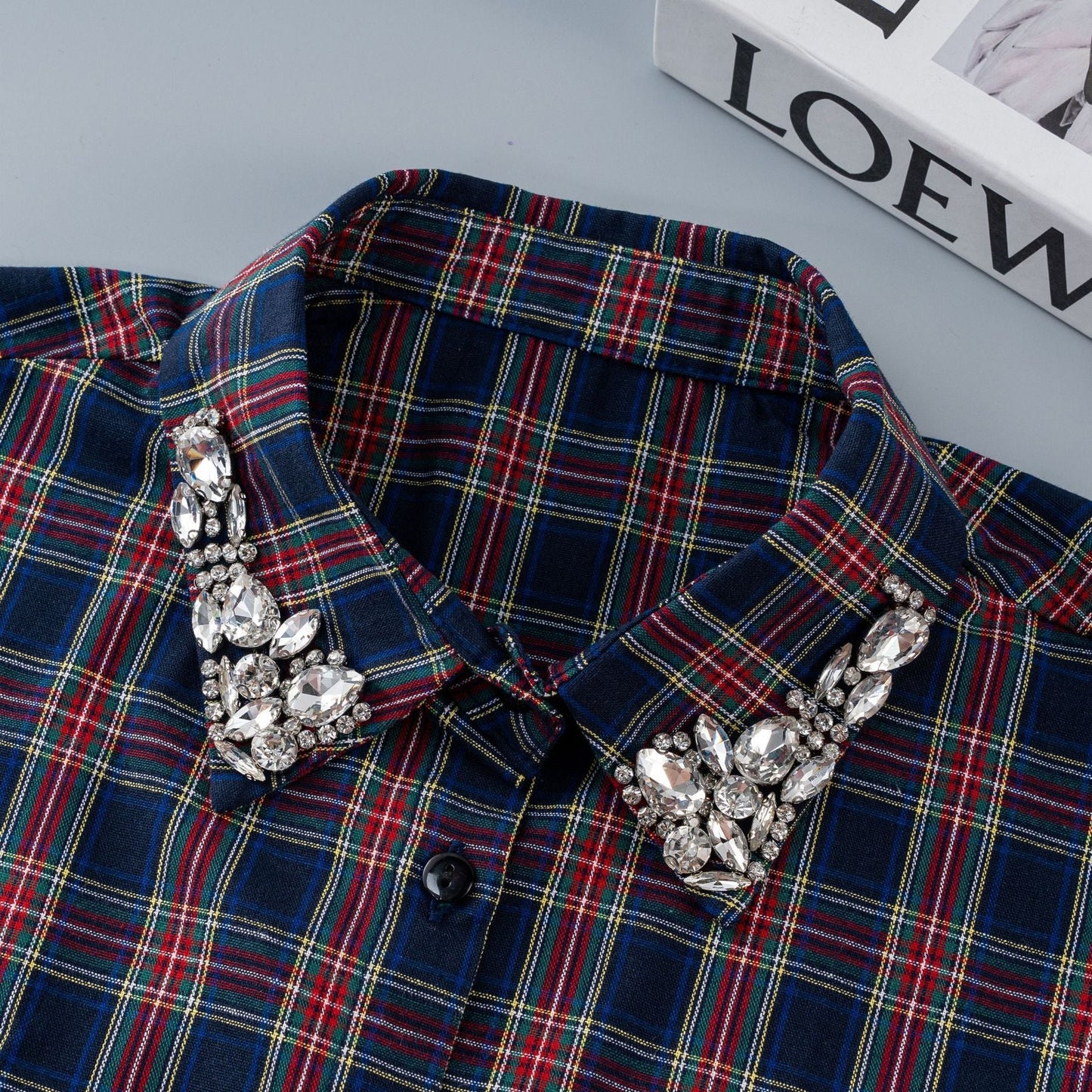 ✨Plaid Rhinestone Detachable Collar-- No More Ugly Sweaters!