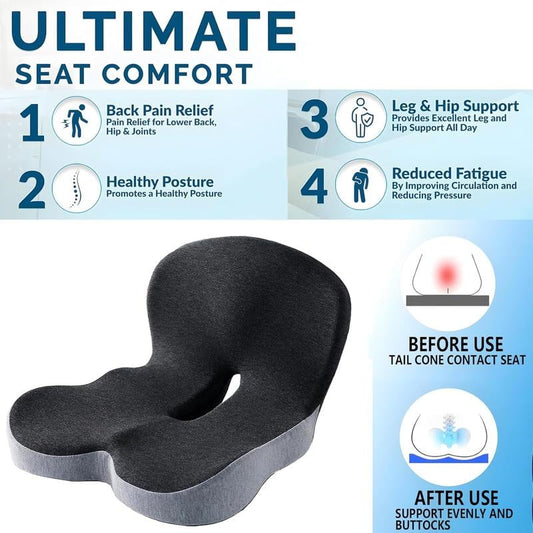 💎 40% OFF! 💎 Non-Slip Memory Foam Seat Cushion – Sciatica Relief, Breathable Mesh & Universal Fit for Car, Office & Wheelchair