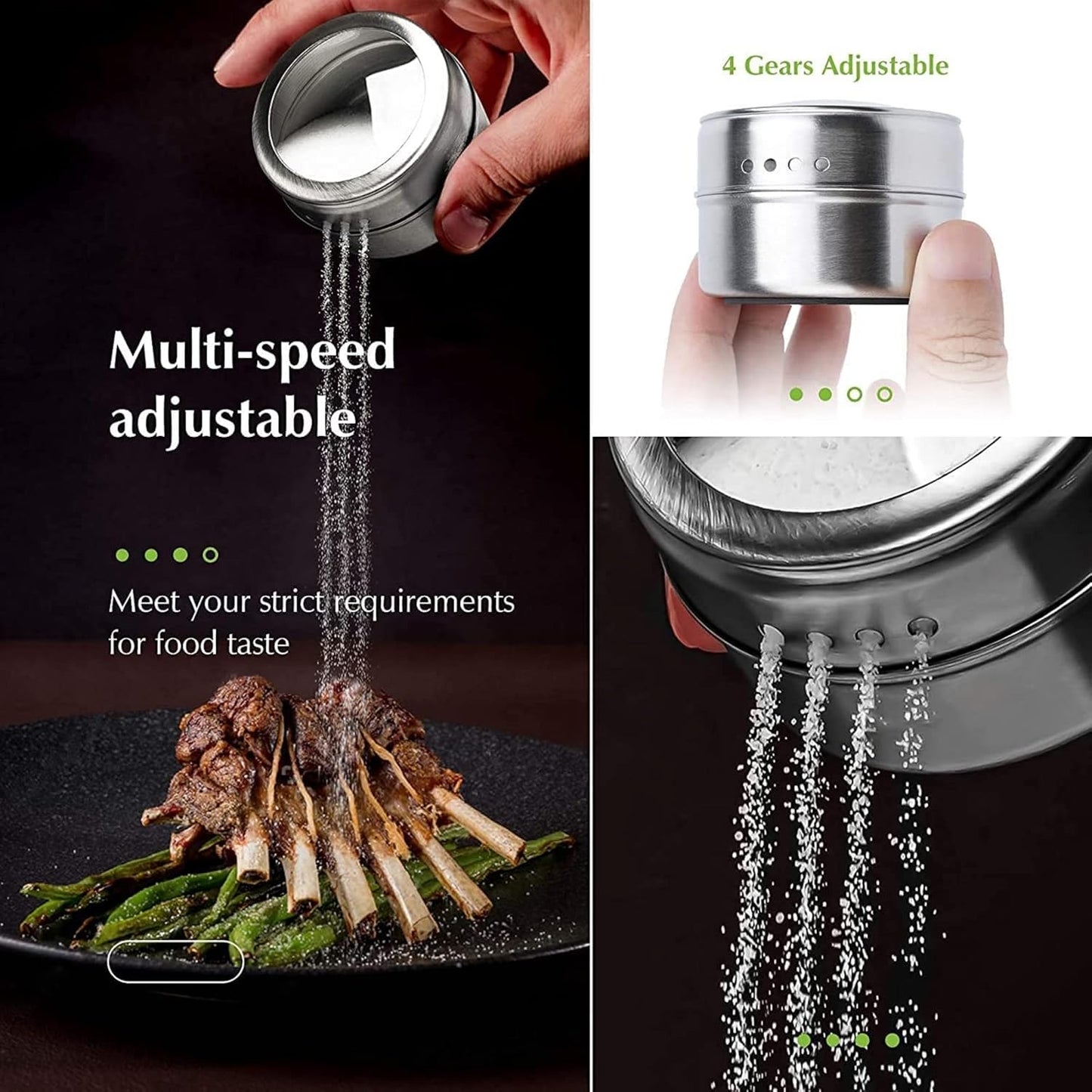 🔥🧂Stainless Steel Magnetic Spice Jars Set