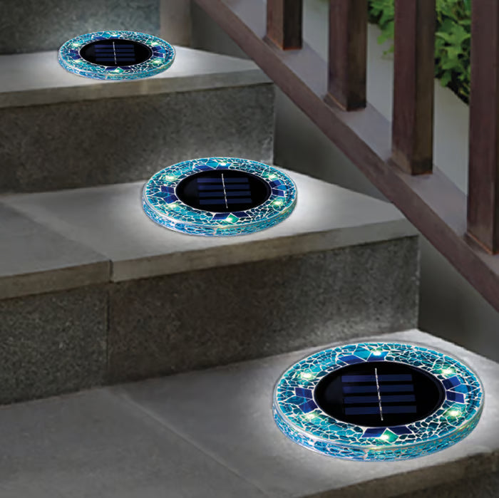 🌅 Spring Best-Seller:4 Pack Solar Outdoor Mosaic Disk Lights✨