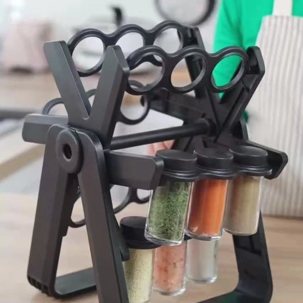 🎡Exquisite Kitchen: Hot Sale rotating spice rack organizer with 18 spice jars